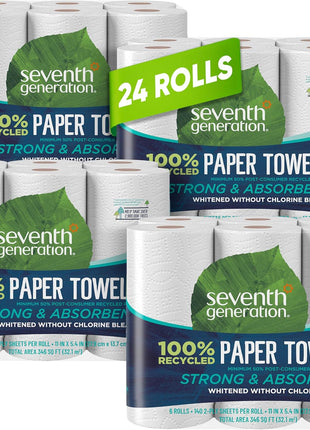 Seventh Generation Paper Towels 2-Ply 4 Pack 100% Recycled Paper 6 Rolls
