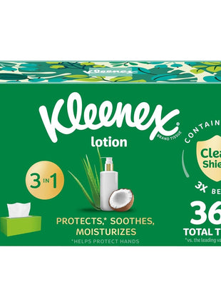 Kleenex Lotion Facial Tissues with Coconut Oil, 3 Flat Boxes, 120 Tissues Per Box, 3-Ply