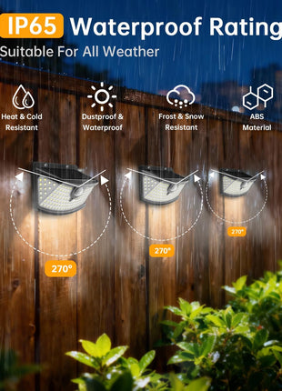 Aootek New Solar Motion Sensor Lights 120 LEDs with Lights Reflector,270° Wide Angle, IP65 Waterproof, Step Lights for Front Door, Yard, Garage, Deck (Black, Daylight White, 6-Pack)