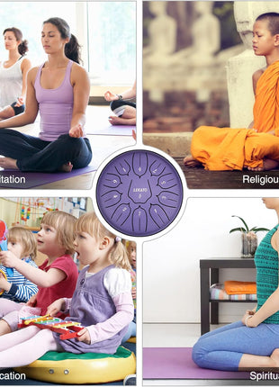 LEKATO Steel Tongue Drum 6 Inch 11 Notes, Rain Drum D Major Handpan Drum for Meditation Yoga Beginner Christmas Gift for Families/Friends,Purple