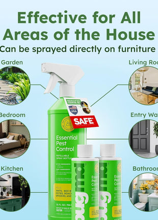 BugMD Ant Killer & Bug Spray - Roach and Cockroach Killer Indoor, Spider Spray for Home, Fly and Insect Defense, Natural, Safe with Essential Oils, Plant-Powered, Pest Control - Starter Kit