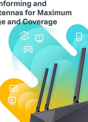 TP-Link Smart WiFi 6 Router (Archer AX10) ??4 Gigabit LAN Ports, Dual Band 802.11AX Router, Beamforming, OFDMA, MU-MIMO, Parental Controls, Dual-Core 900MHz Processor, Works with Alexa