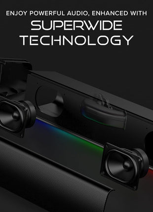 Sound Blaster GS3 Compact RGB Gaming Soundbar with SuperWide Technology, Powered via USB, Bluetooth 5.4, Headphone-Out Port, for PC and Mac