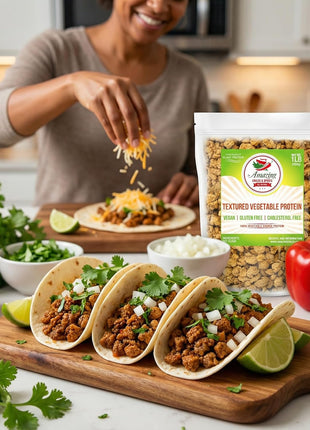 Textured Vegetable Protein (TVP), Unflavored, 1 lb. Bag, Natural Plant Based Vegan Protein Chunks, Non-GMO and Gluten Free Crumbles, Cholesterol Free by Amazing Chiles