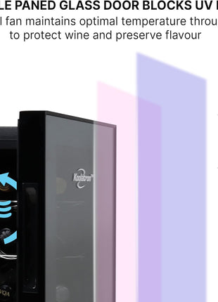 Koolatron Urban Series 12 Bottle Wine Cooler Refrigerator Dual Zone Thermoelectric Wine Fridge Freestanding Wine Cellar for Red White Sparkling Wine Ideal for Kitchen Apartment RV