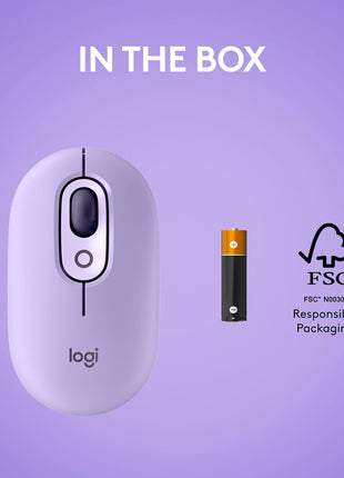 Logitech POP Mouse, Compact and Portable Wireless Bluetooth Mouse with Programmable Buttons and Quiet Clicks, Easy-Switch Between up to 3 Devices, Laptop, Tablet, PC - Cosmos