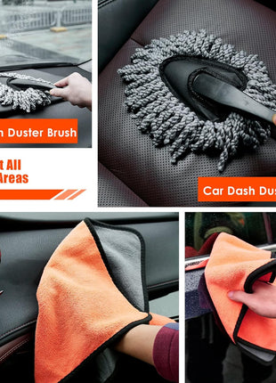 Car Detailing Kit Interior Cleaner, 17Pcs Car Cleaning Supplies with High Power Portable Car Vacuum, Detailing Brush Set, Windshield Cleaner, Orange Car Accessories for Women Men Teens Kids