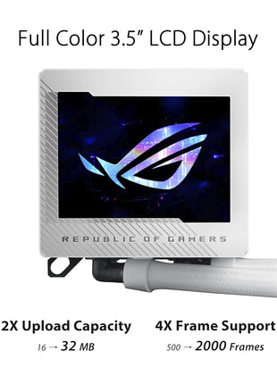 ASUS ROG Ryujin III 240 ARGB WHT All-in-one Liquid CPU Cooler with 240mm Radiator. Asetek 8th gen Pump, 2X Magnetic 120mm ARGB Fans (Daisy Chain Design), 3.5" LCD Display.,White, 6 Year Warranty