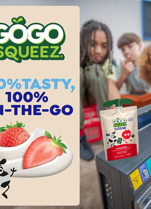 GoGo SqueeZ YogurtZ Strawberry, Kids Snacks Made from Real Yogurt & Fruit, Pantry Friendly Snack, No Fridge Needed, No Preservatives, Kosher Certified, Gluten Free, 3 Oz, 4 Pack