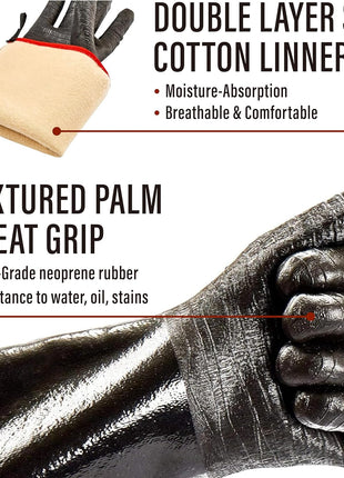 RAPICCA 932°F Heat Resistant BBQ Grill Gloves: Oil Resistant Waterproof for Smoking Grilling Cooking Barbecue Deep Frying Turkey Rotisserie Handling Hot Greasy Meat | Great Stocking Stuffers for Men