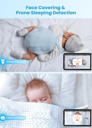 ieGeek 5.5inch Baby Monitor,Audio Monitor with 2.5K Ultra HD 2.4G&5Ghz WiFi Camera,Night Light,Face Covering&Cry Detection,Two-Way Talk,Night Vision,Temp&Humidity Sensor,4000mAh Battery,App Control