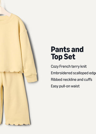 Amazon Essentials x Sofia Grainge Toddler Girls' French Terry Pant and Top Set, Butter Yellow, 3T