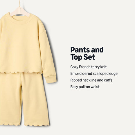 Amazon Essentials x Sofia Grainge Toddler Girls' French Terry Pant and Top Set, Butter Yellow, 3T