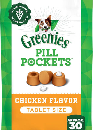 Greenies Pill Pockets for Dogs Small Size, Tablet Pill Treats for Dogs, Chicken Flavor, 3.2 oz. Pouch