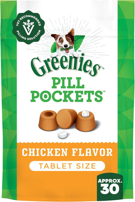 Greenies Pill Pockets for Dogs Small Size, Tablet Pill Treats for Dogs, Chicken Flavor, 3.2 oz. Pouch