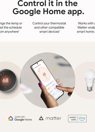 Google Nest Learning Thermostat (4th gen) + Nest Temperature Sensor (2nd gen) - Obsidian