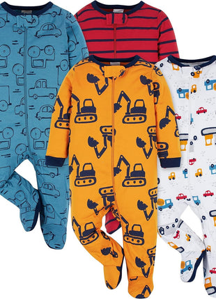 Onesies Brand baby boys 4-pack 'N Plays Footies and Toddler Sleepers, Blue Elephant, Newborn US