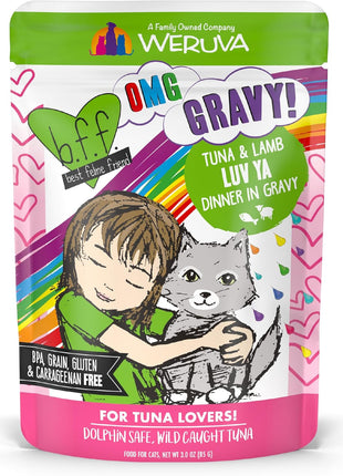 Weruva B.F.F. OMG - Best Feline Friend Oh My Gravy!, Rainbow A Gogo Variety Pack! Cat Food, 3oz Pouch (Pack of 12)