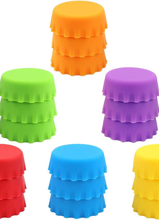 LEEFONE 18 Silicone Reusable Caps for Home Brew & Soft Drink Bottles, Soda & Wine, Multi color