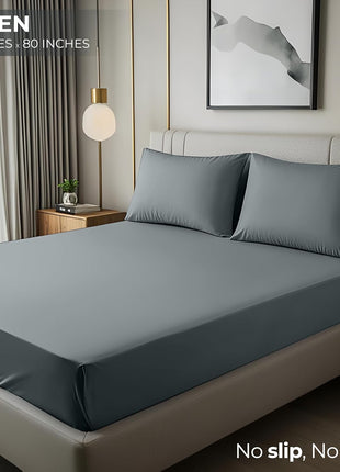 Utopia Bedding Queen Fitted Sheet   Bottom Sheet   Deep Pocket   Soft Microfiber   Shrinkage and Fade Resistant   Easy Care  1 Fitted Sheet Only (Grey)