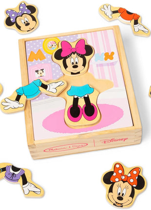 Melissa & Doug Disney Minnie Mouse Dress-Up Puzzle, 18 Pieces Mix and Match Outfits, Sorting & Matching Toy with Storage Case, Educational Puzzle for Toddlers Ages 3+