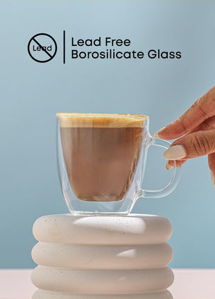JoyJolt Savor Double Wall Insulated Glasses Espresso Mugs (Set of 2) - 5.4-Ounces