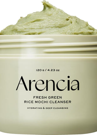 Arencia Korean Rice Mochi Face Cleanser - Face Wash, Gentle Scrub All in One for Deep Cleansing, Moisturizing, Pore Minimizing with Rice Water & Green Tea (4.23oz)