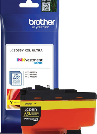 Brother Genuine LC3035Y, Single Pack Ultra High-Yield Yellow INKvestment Tank Ink Cartridge, Page Yield Up to 5,000 Pages, LC3035, Amazon Dash Replenishment Cartridge