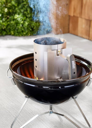 Weber Rapidfire Compact Chimney Starter – Charcoal Grill Accessory That Lights Coals in Under 15 Minutes, Ideal for Smaller Grills (Smokey Joe & Jumbo Joe)