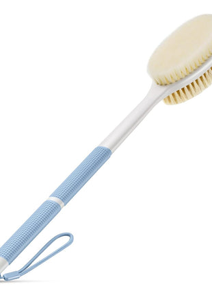 Backski Back Scrubber Anti Slip for Shower, Shower Brush Long Handle with Stiff and Soft Bristles, Body Exfoliator for Bath or Dry Brush(Blue)