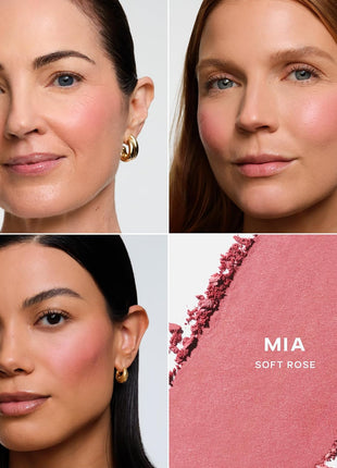 Saie Cheek Flush Duo - Dew Liquid Blush (.40 oz, Rosy), SuperSuede Baked Powder Blush (.01 oz, Mia) - Layerable, Skin-Nourishing Blushes for a Seamless Radiant Finish