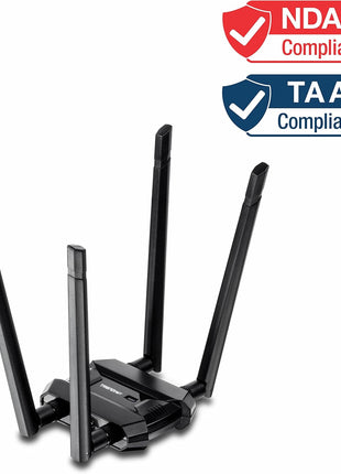 TRENDnet AC1900 High Power Dual Band Wireless USB Adapter, TEW-809UB, Stream 4K HD Video, Windows-Mac OS Compatible, NDAA & TAA Compliant, Increase Your Coverage, Detachable High Gain Antennas, Black