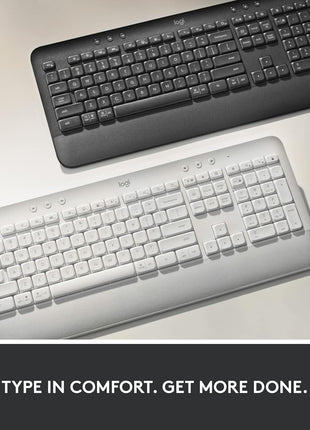 Logitech Signature K650 Comfort Full-Size Wireless Keyboard with Wrist Rest, BLE Bluetooth or Logi Bolt USB Receiver, Deep-Cushioned Keys, Numpad, Compatible with Most OS/PC/Window/Mac - Off White