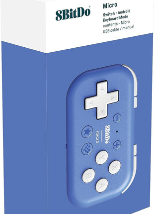 Nargos 8BitDo Micro Bluetooth Key Chain Sized Mini Controller for Nitendo Switch, Windows, Android and macOS (Micro- Blue)