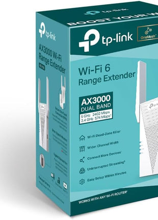 TP-Link AX3000 WiFi 6 Range Extender | PCMag Editor's Choice | Dual-Band Wireless Repeater w/Ethernet Port | Up to 2400 Sq. Ft., 64 Devices | Internet Signal Booster | APP Setup | EasyMesh (RE715X)