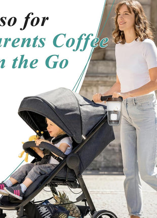 Stroller Cup Holder Fits for UPPAbaby Vista/Vista V2/Vista V3/Cruz/Cruz V2/Minu/Minu V2/Minu Duo, Securely Hold The Cup, Quick Attachment, Folds with Stroller, Drinking On The Go, Black (Grey)