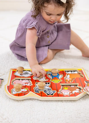 Melissa & Doug Farm Animals Jumbo Knob Wooden Peg Puzzle