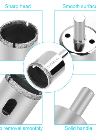 15 Pcs Diamond Drill Bits for Ceramic, Diamond Hole Saw Drill Bit Set Kit, Premium Glass Drill Bit for Bottles,Pots, Marble, Granite Stone, Tile Cutting 0.23 Inch - 2 Inch(6mm - 50mm) YLYL
