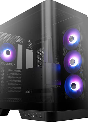 msi MAG PANO 120R PZ - ATX Mid-Tower Gaming PC Case - 270-degree Tempered Glass Panel - Liquid Cooling Support up to 360mm Radiator - Pre-Installed 7 ARGB Fans - VGA Bracket
