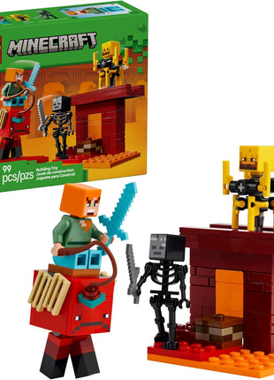 LEGO Minecraft The Nether Lava Battle Toy and Playset - Building Minecraft Toy for Kids, Ages 6+ - Alex, Wither Skeleton, Blaze and Strider Figures for Pretend Play - Gift Idea for Birthdays - 21266