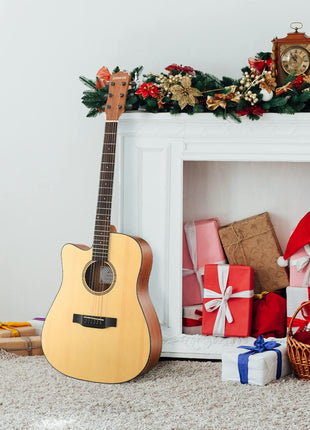 Donner Left Handed Acoustic Guitar Kit for Beginner Adult Full Size Cutaway Lefty Acustica Guitarra Bundle Set with Bag Strap Tuner Capo Pickguard String, 41 Inch, DAG 1CL