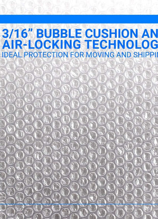 Bubble Cushioning Wrap Rolls, 3/16 inch x 12 inch x 72' ft Total [2 Rolls of 36 Feet] Perforated Every 12 inch, 20 Fragile Stickers for Packaging, Shipping, Mailing