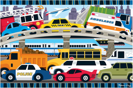 Melissa & Doug Traffic Jam Jumbo Floor Puzzle (24 Pieces, 2 x 3 Feet), Vehicle-Themed Jigsaw Puzzle for Preschoolers and Kids Ages 3+ - FSC Certified