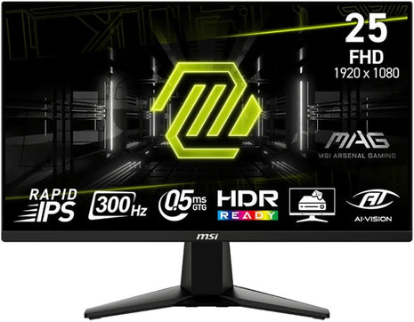 msi MAG 255XF 25-inch 1920 x 1080 (FHD) Gaming Monitor, 300Hz, AMD FreeSync Premium, HDMI, DisplayPort, VGA Port, VESA, Tilt, Speaker, 0.5ms, Black