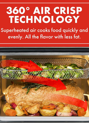 Emeril Lagasse 26QT French Door Multi-Function Air Fryer Toaster Oven | 26QT air fryer oven with French doors, 24 cooking functions, dual-speed fan and rotisserie for easy family meals.