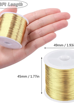 MIKIMIQI Jewelry Wire - 328Ft, 26 Gauge, Tarnish Resistant, Copper, 0.4mm X 100m (Gold)