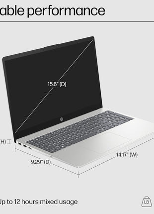 HP 15.6 inch Laptop, HD Touchscreen Display, AMD Ryzen 3 7320U, 8 GB RAM, 256 GB SSD, AMD Radeon Graphics, Windows 11 Home, Natural Silver, 15-fc0399nr
