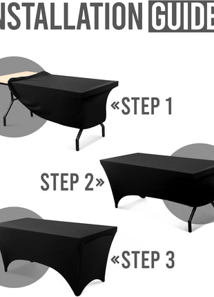 Utopia Kitchen Spandex Table Cloth 2 Pack [6FT, 72Lx30Wx30H Inch, Black] | Tight, Fitted, Washable and Wrinkle Resistant Stretch Rectangular Patio Table Cover for Event, Wedding, Banquet & Parties