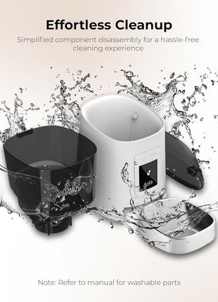 Penthouse Paws Smart HD Pet Feeder, 6L Dry Food Capacity, 1080p Camera, 2-Way Audio, Scheduled Meals, Backup Power, Easy to Clean, Anti-Jam Design for Cat & Dog, White/Stainless Steel