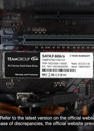 TEAMGROUP MS30 2TB with SLC Cache 3D NAND TLC M.2 2280 SATA III 6Gb/s Internal Solid State Drive SSD (Read/Write Speed up to 550/500 MB/s) Compatible with Laptop & PC Desktop TM8PS7002T0C101